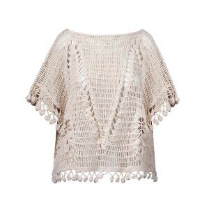MES DEMOISELLES WOLF CROCHETED TOP IN IVORY size MEDIUM